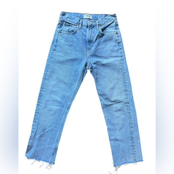 AGOLDE Cherie High Rise Straight Jeans in Merit Size 24 Distressed Hem Denim - Picture 2 of 16